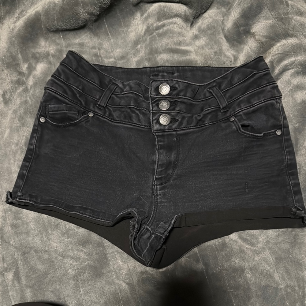 Blue Spice Black Jean Shorts High-Waisted Distressed